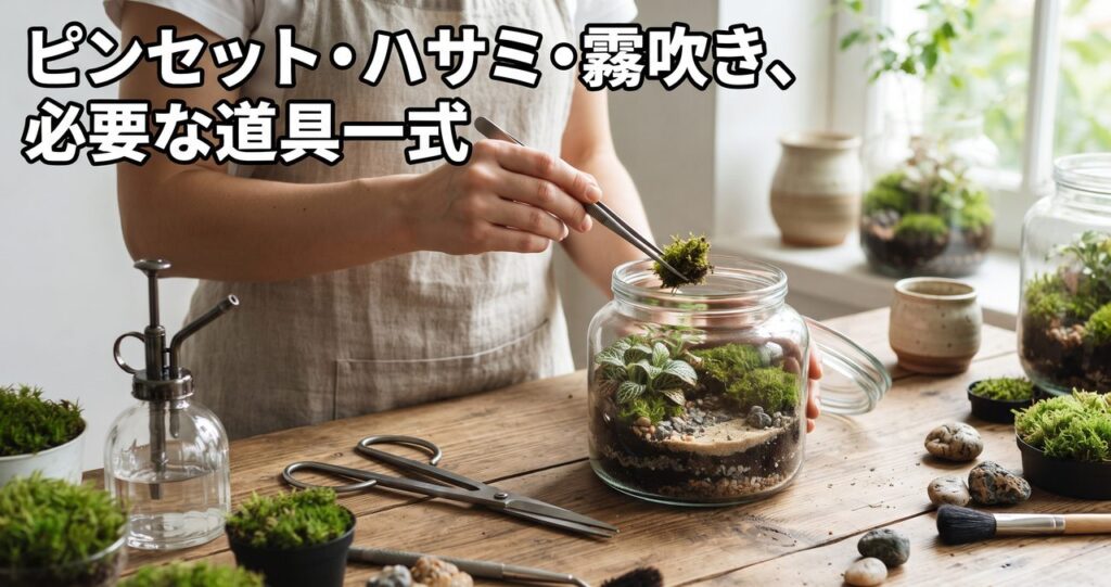 ピンセット・ハサミ・霧吹き、必要な道具一式