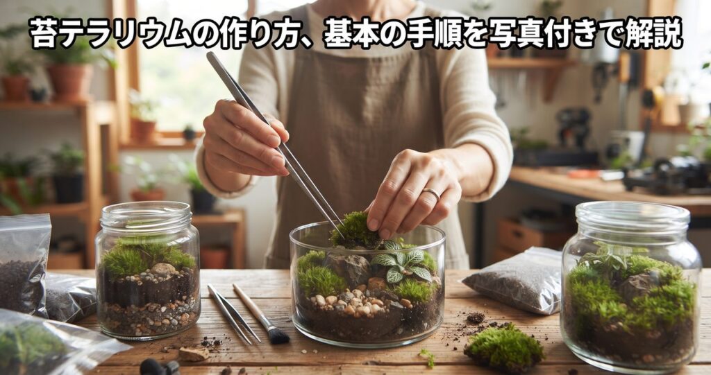 苔テラリウムの作り方、基本の手順を写真付きで解説