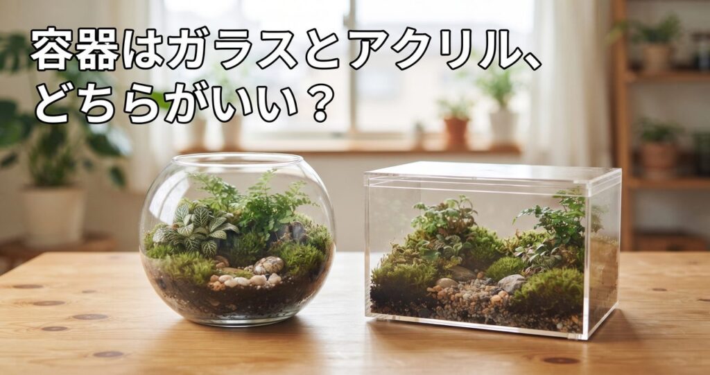 苔テラリウムの容器はガラスとアクリル、どちらがいい?
